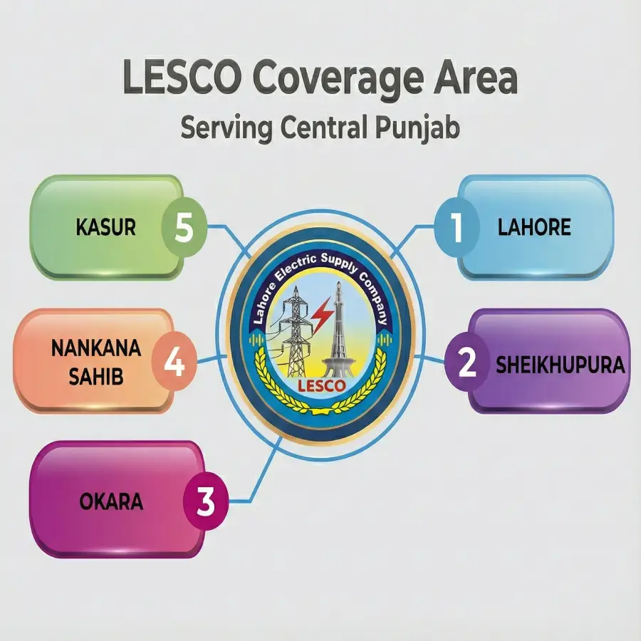 LESCO Coverage Areas Map in Punjab